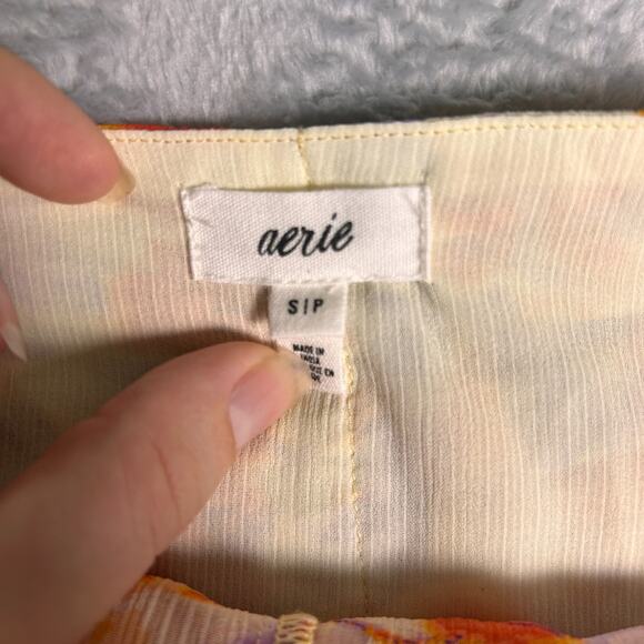 Aerie Mini Skirt Womens Small Floral Tie Waist Flowy Feminine Bloomcore Colorful - Picture 3 of 6